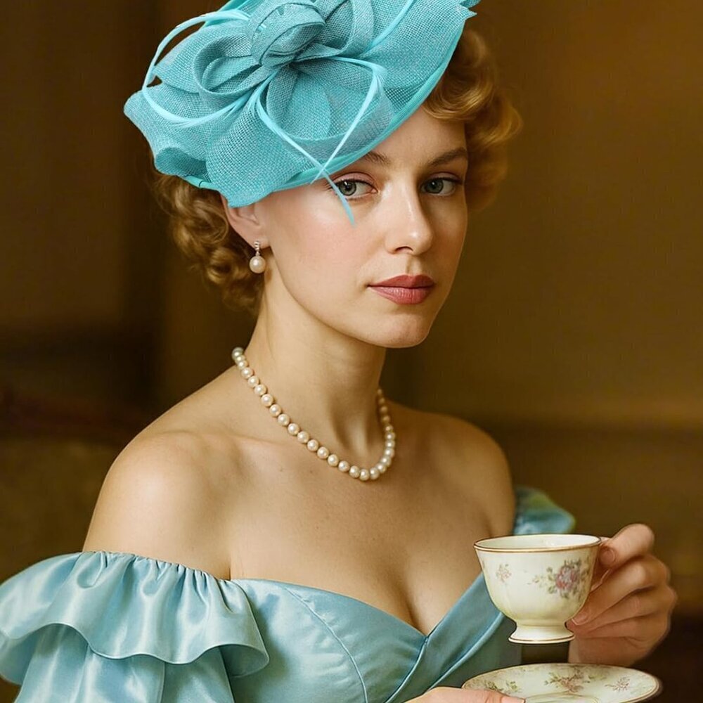 Feather Tea Party Hat Women Elegant Derby Fascinator Hair Clip Wedding - Picture 3 of 6